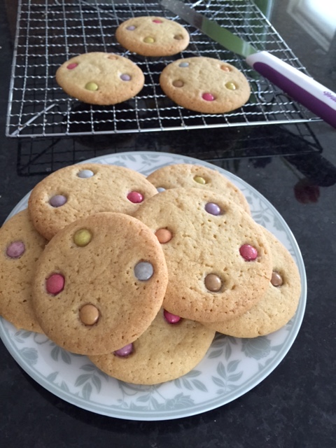 smartie cookies, smarties, cookies, baking with kids, easy biscuits