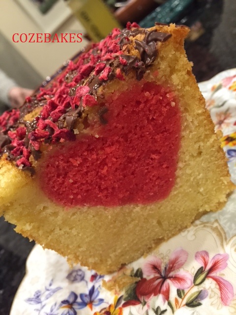 hidden heart cake, gluten free sponge cake, coeliac friendly baking, valentines cake, heart cake