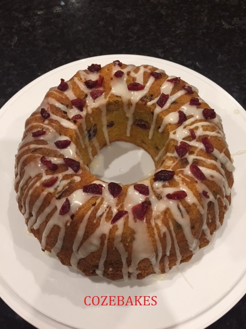 orange and cranberry cake, bundt cake, dried cranberries, orange cake, cranberry cake, bundt tin, cozebakes,