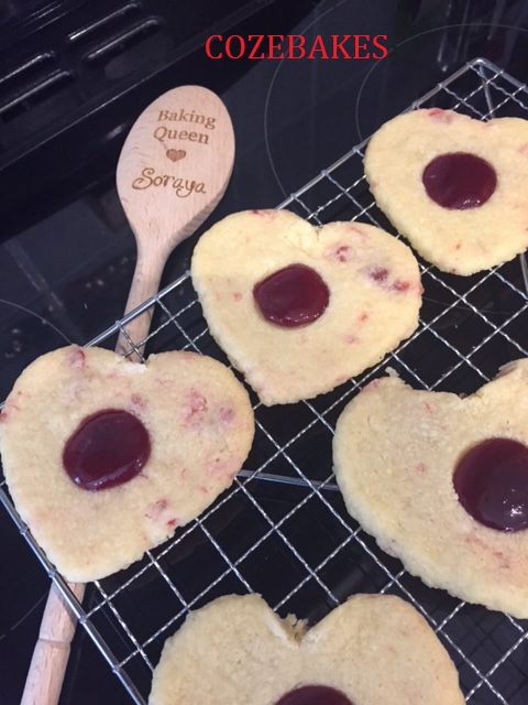 gluten free shortbread, shortbread hearts, gluten free biscuits, cherry biscuits, gluten free cherry biscuits, cozebakes